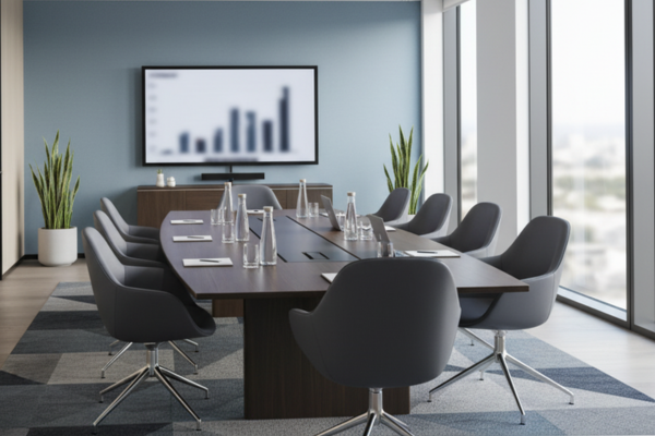 Professional meeting room setup available within our serviced offices to rent